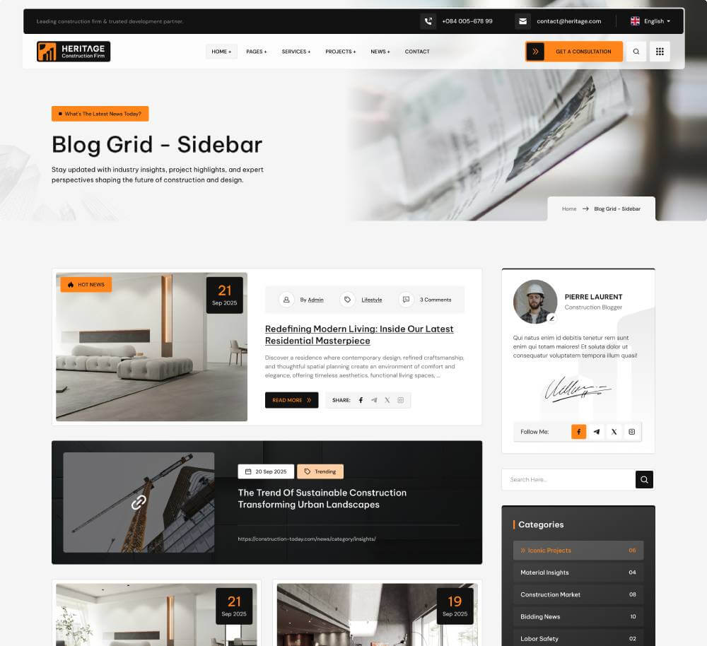 Blogs Grid - Sidebar